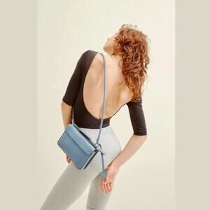 NWOT DELAROQ Troisième  BLUE LEATHER Crossbody  Bag